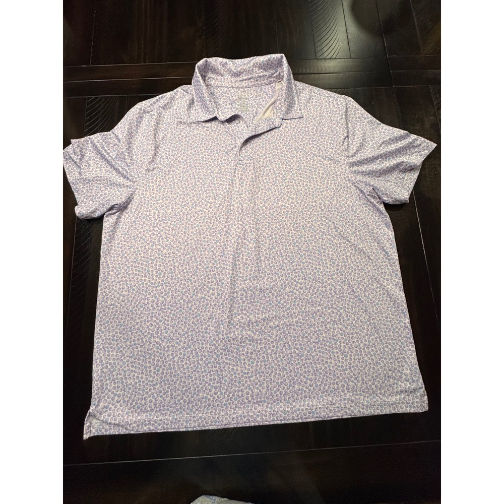 Member's Mark Mens XXL Purple Patterned Performance Polo Shirt Stretch Golf Tee